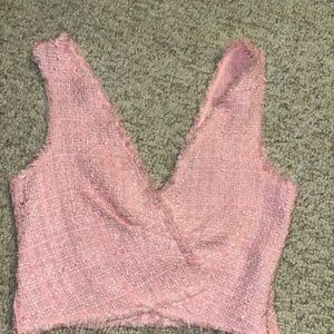 Zara Pink Tweed Sleeveless Top